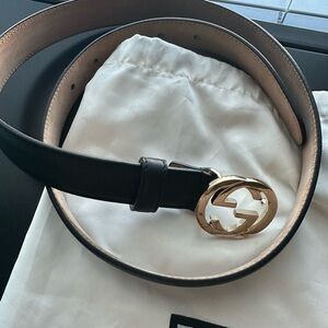 Gucci Black Belt with Interlock GG Buckle